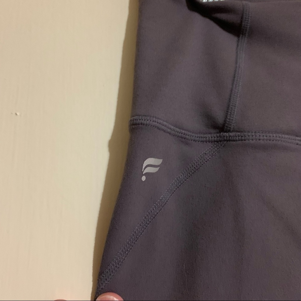 Fabletics Powerhold High Waisted Mesh Block Striped Gray Pink Leggings. - Picture 4 of 11